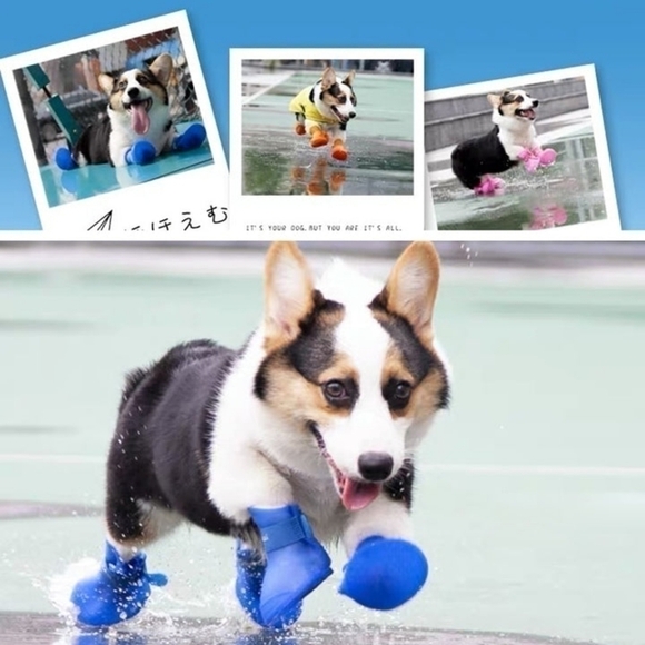 Pet Dog Waterproof Anti-skid Rainshoes Boots Size M - Picture 5 of 13